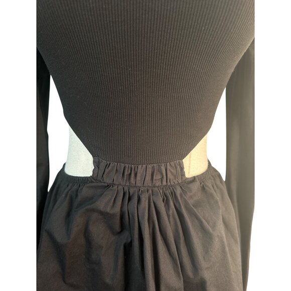 ZARA Small Black Puff Sleeve Cotton & Polyester Balloon Hemline Elastic Waist - Picture 8 of 15